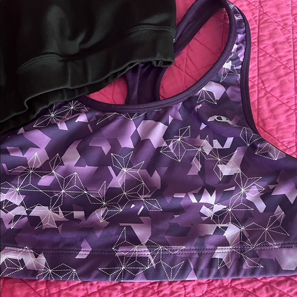 Purple Geometric Sports Bra